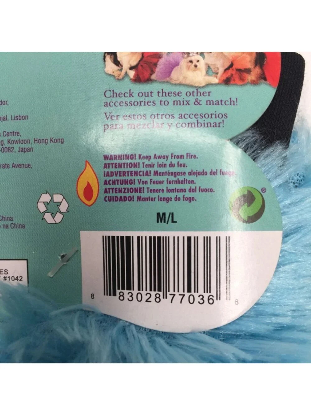 Rubies Pet Shop Blue Leg Fluffies Wamers Halloween Costume Medium Large Med Lg